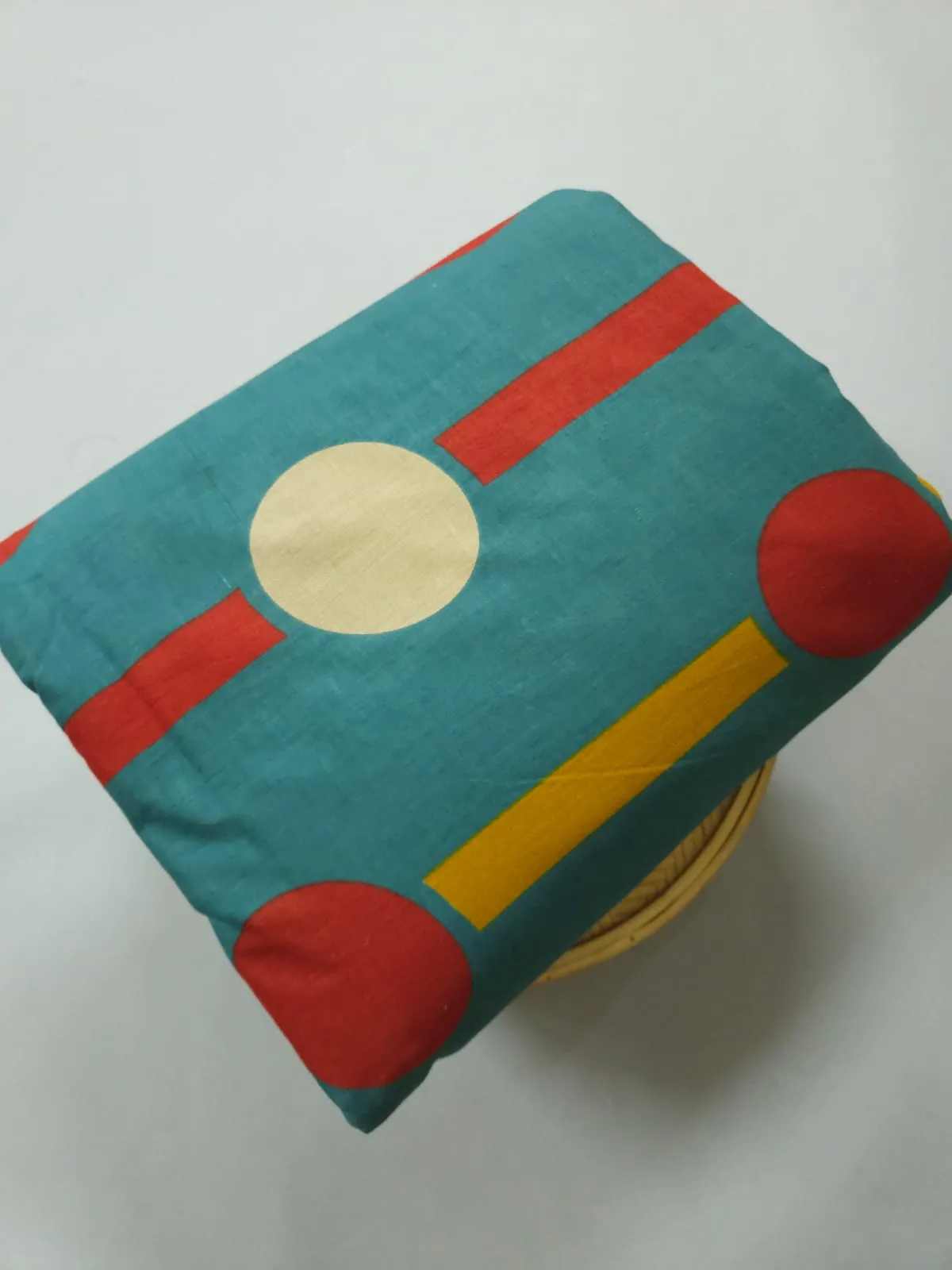 Teal Blue Shade Base With Bindu Ajrakh Print