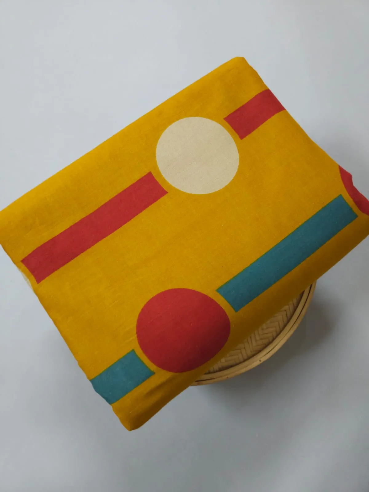 Yellow Shade Base With Bindu Ajrakh Print