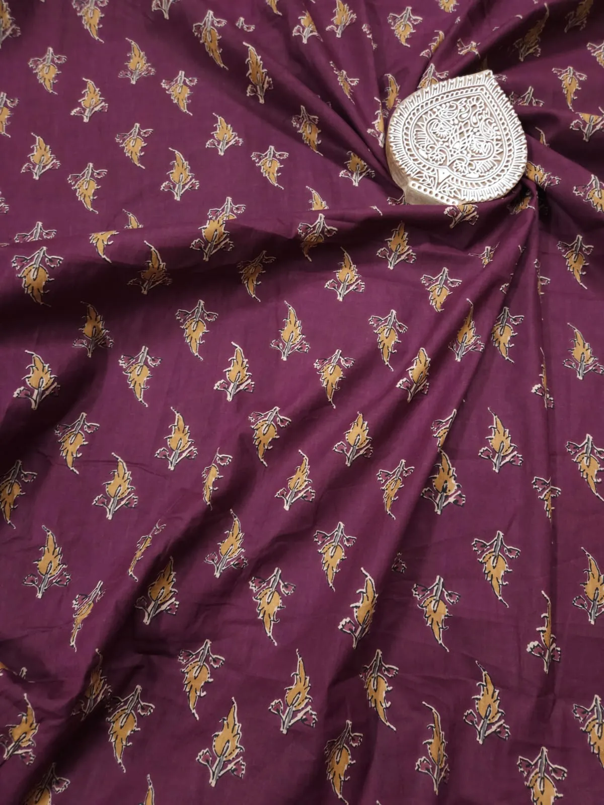 Wine Shade Base with Butta Printed Cotton Fabric