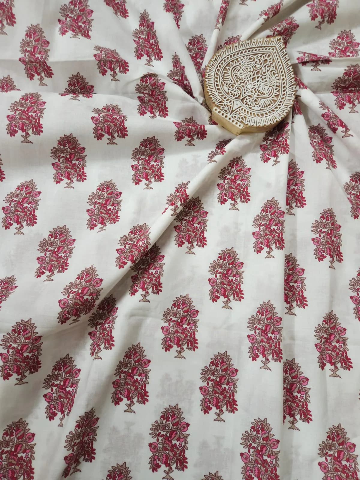 White  Shade Base with  Butta Printed Cotton Fabric