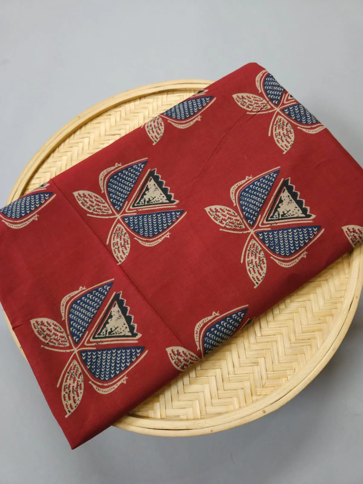 Maroon Shade Base Big Ajrakh Butta Print.