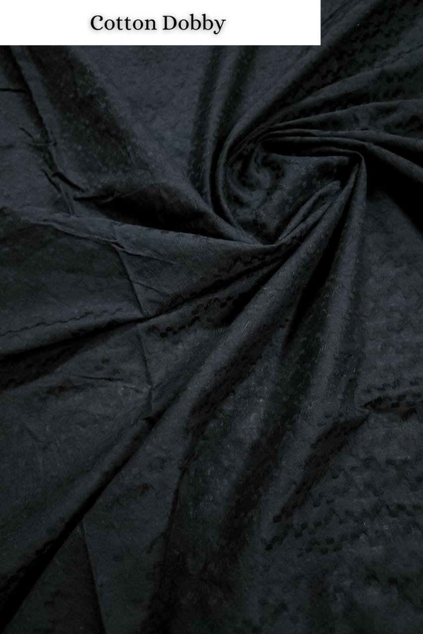 Black Shade Base Cotton Dobby Fabric.