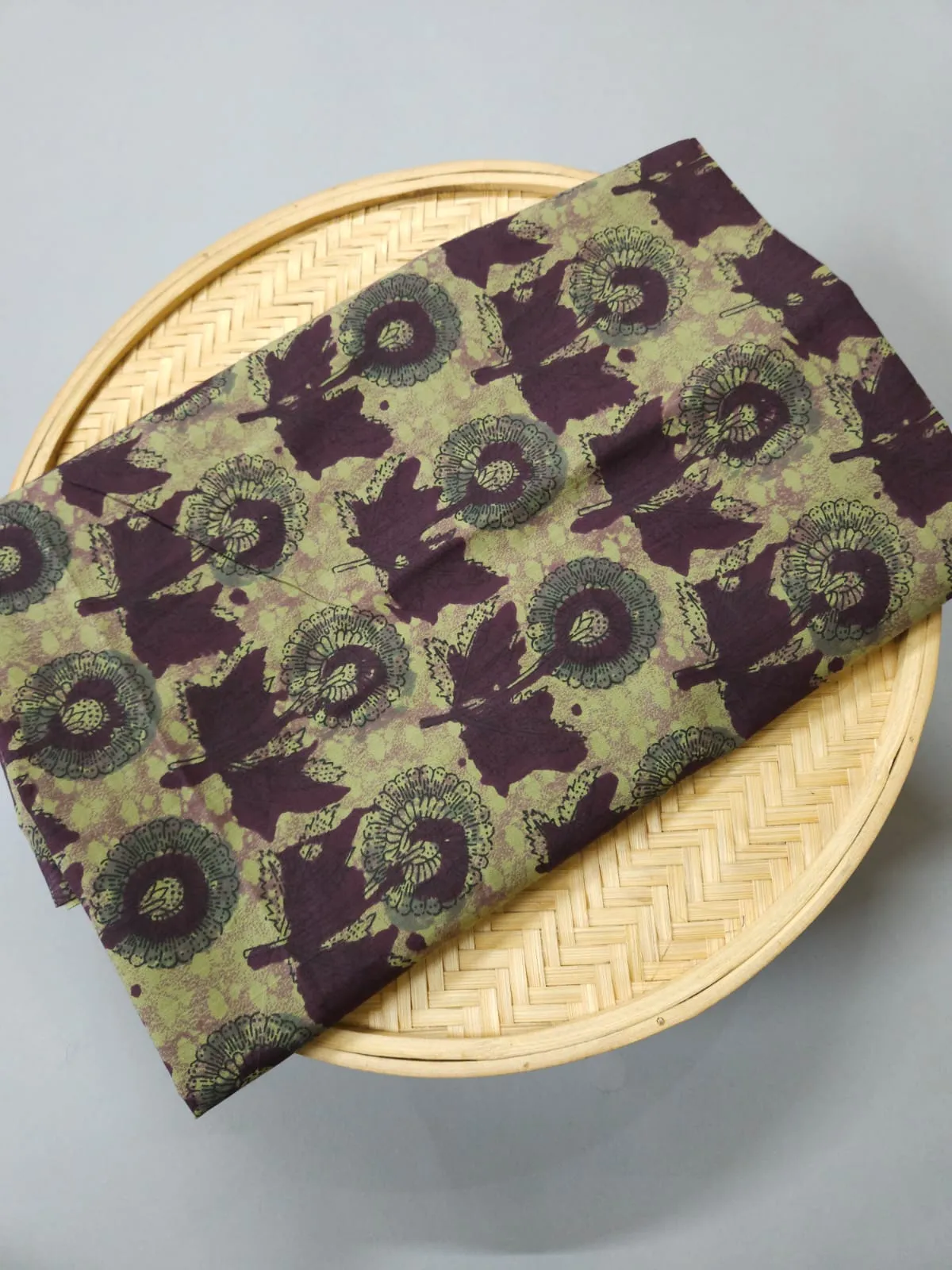 Wine Shade Matching Traditional Ajrakh Butta Print.