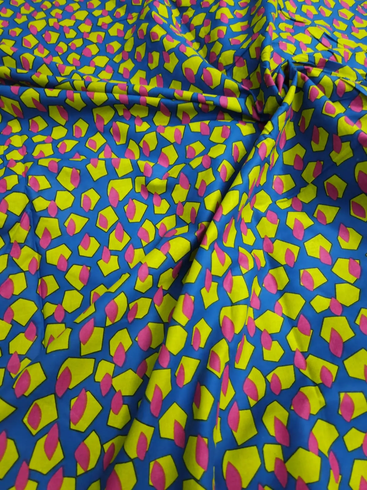 Blue Shade Base Geometric Abstract Print, Cotton Fabric.