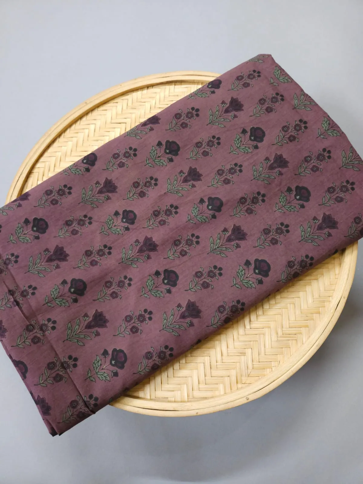 Wine Shade Base Traditional Ajrakh Butty Print.