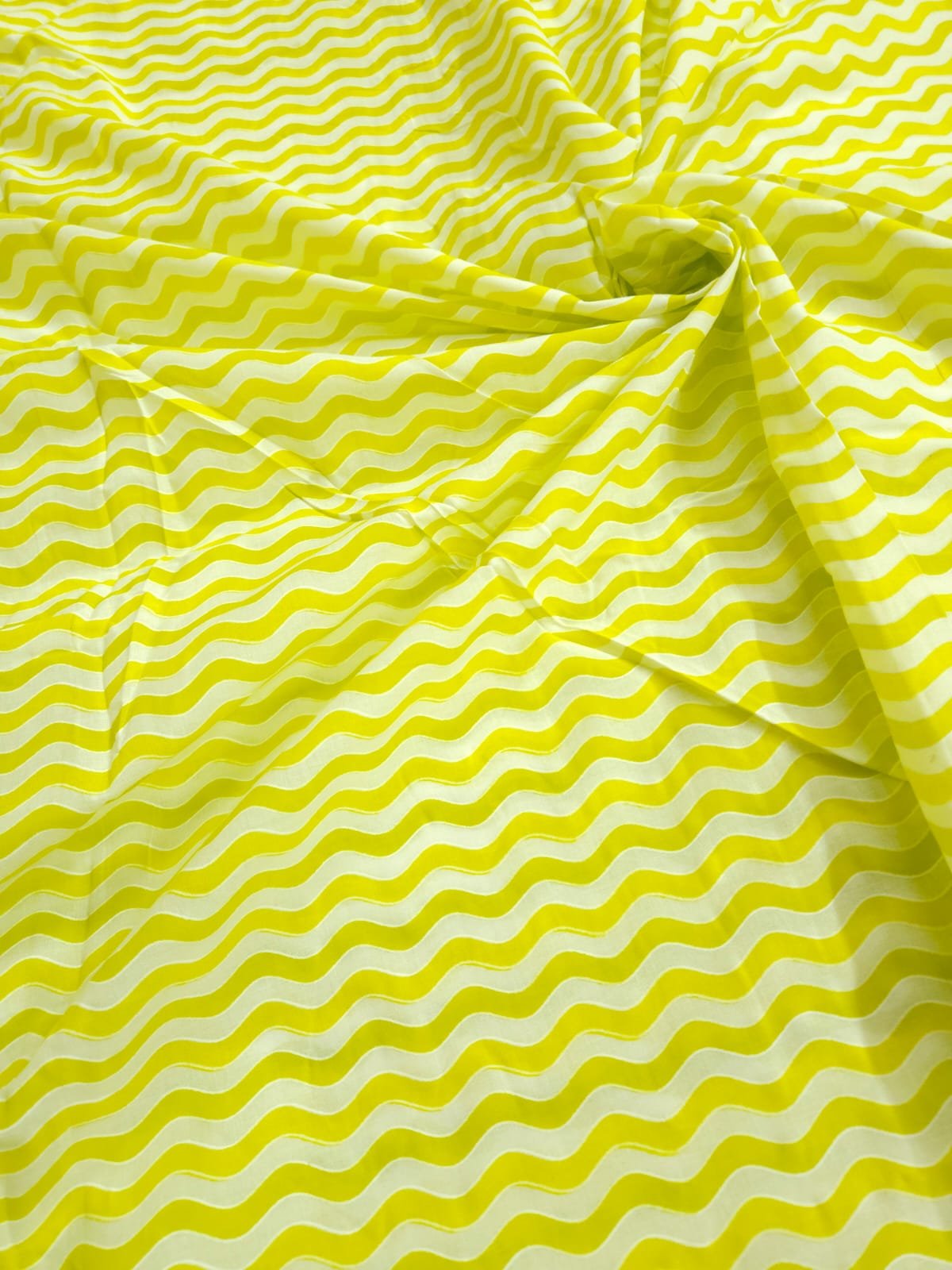 Neon Shade Base Zigzag Print On Overall Fabric, Cotton Fabric.