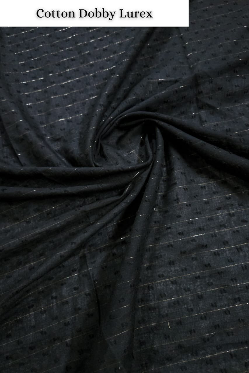 Black Shade Base Cotton Doby Lurex Fabric.
