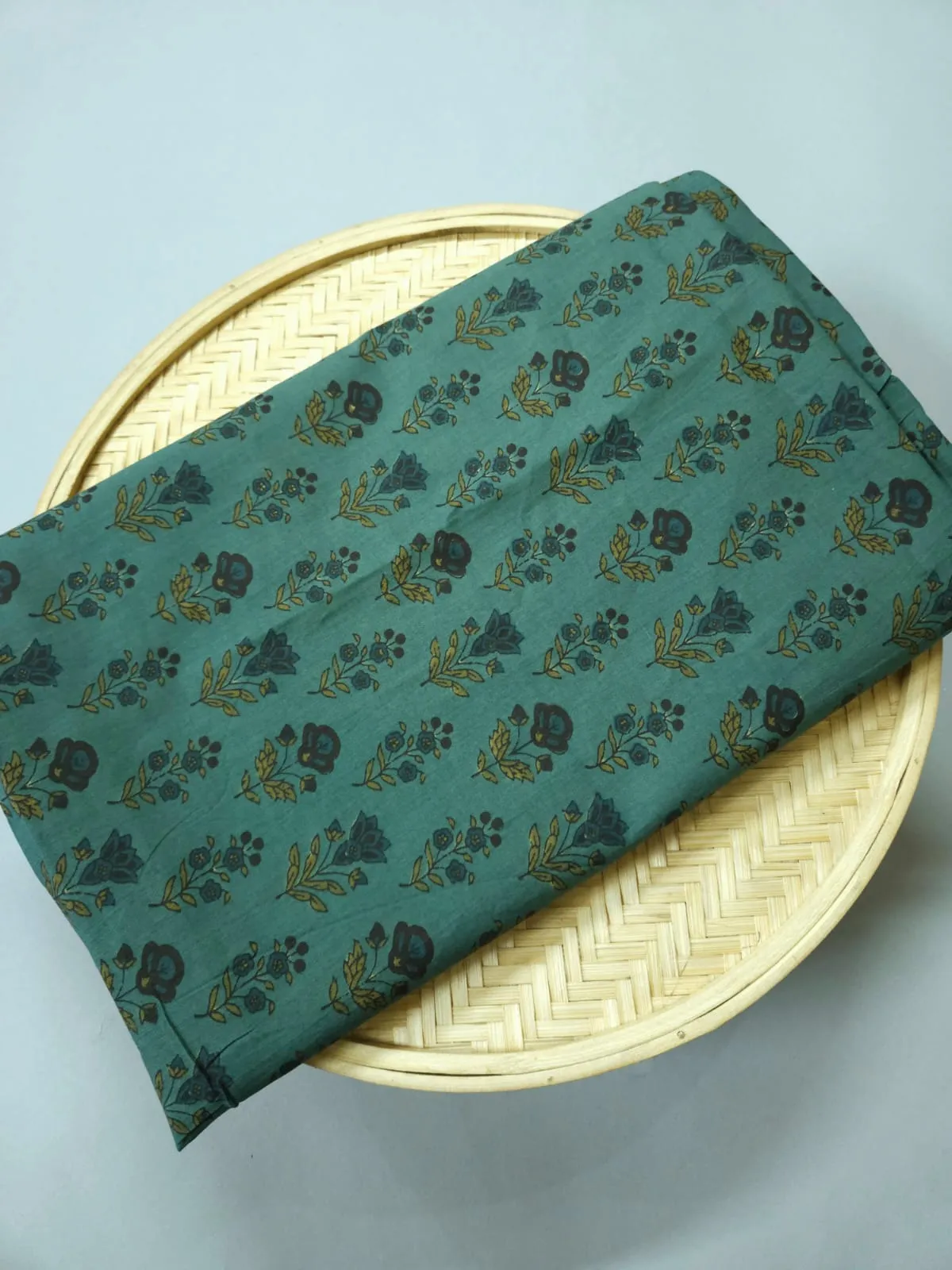 Green Shade Base Traditional Ajrakh Butty Print.