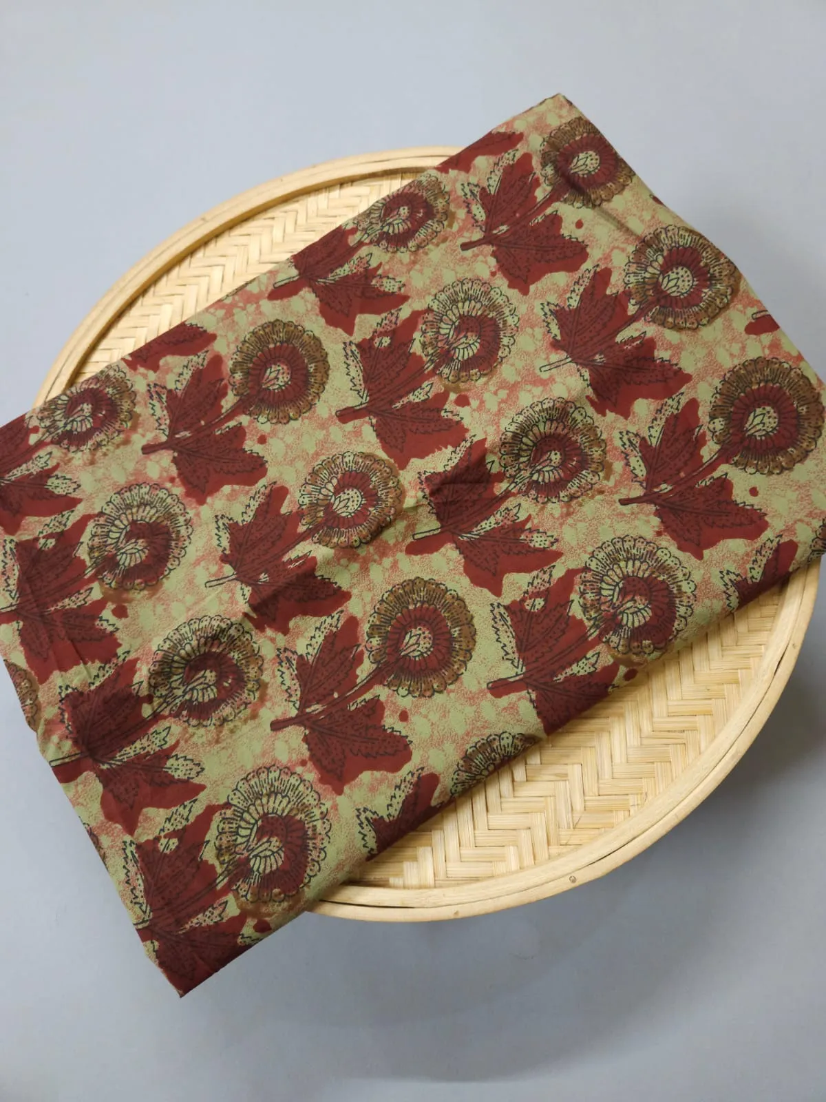Maroon Shade Matching Traditional Ajrakh Butta Print.