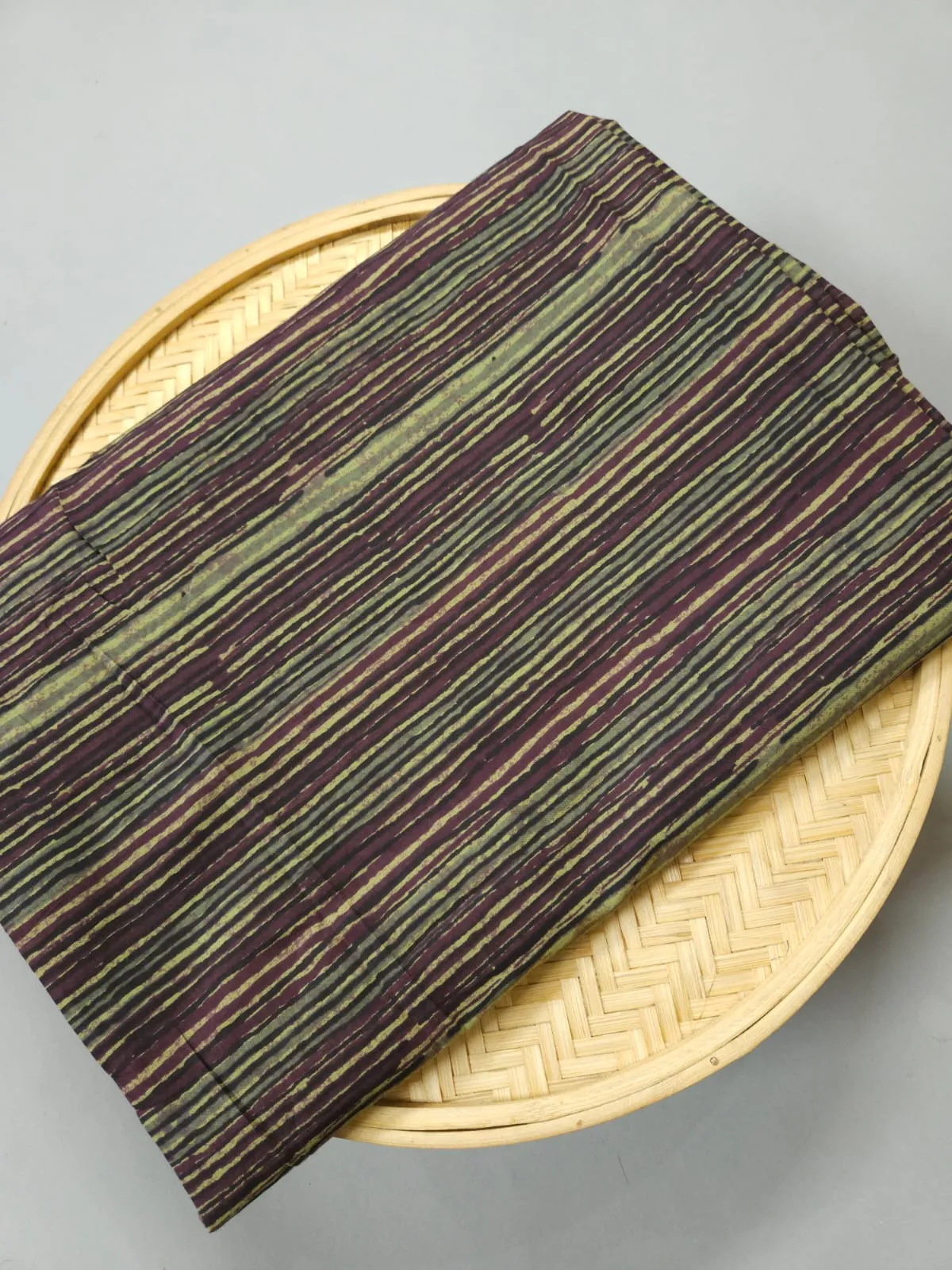 Wine Shade Base Ajrakh Stripe Print.