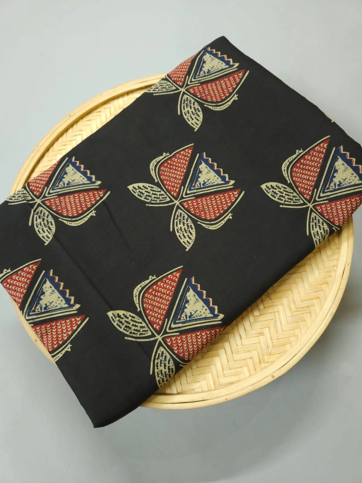 Black Shade Base Big Ajrakh Block Print.