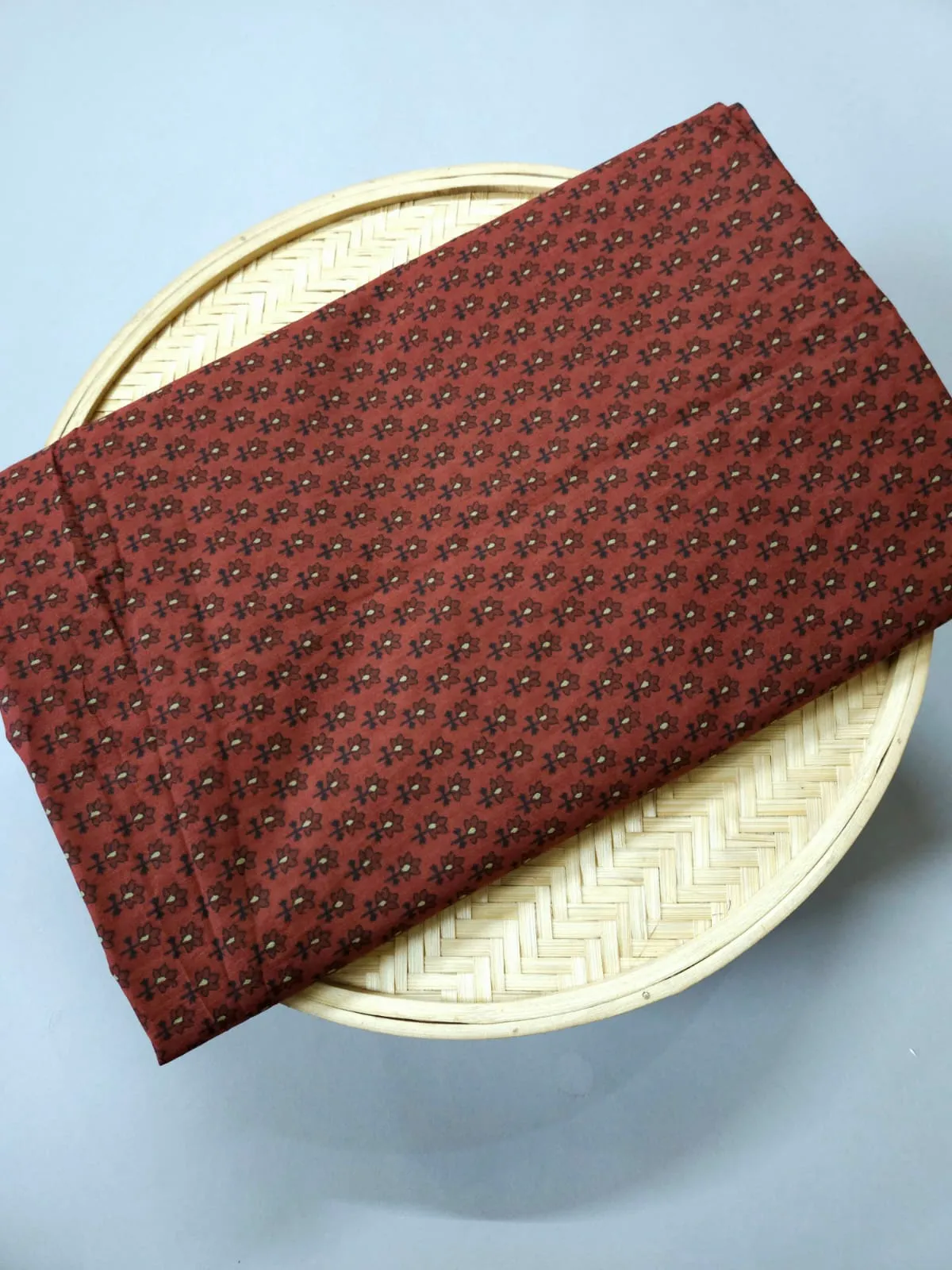 Maroon Shade Base Small Traditional Sanganeri Butty Print.