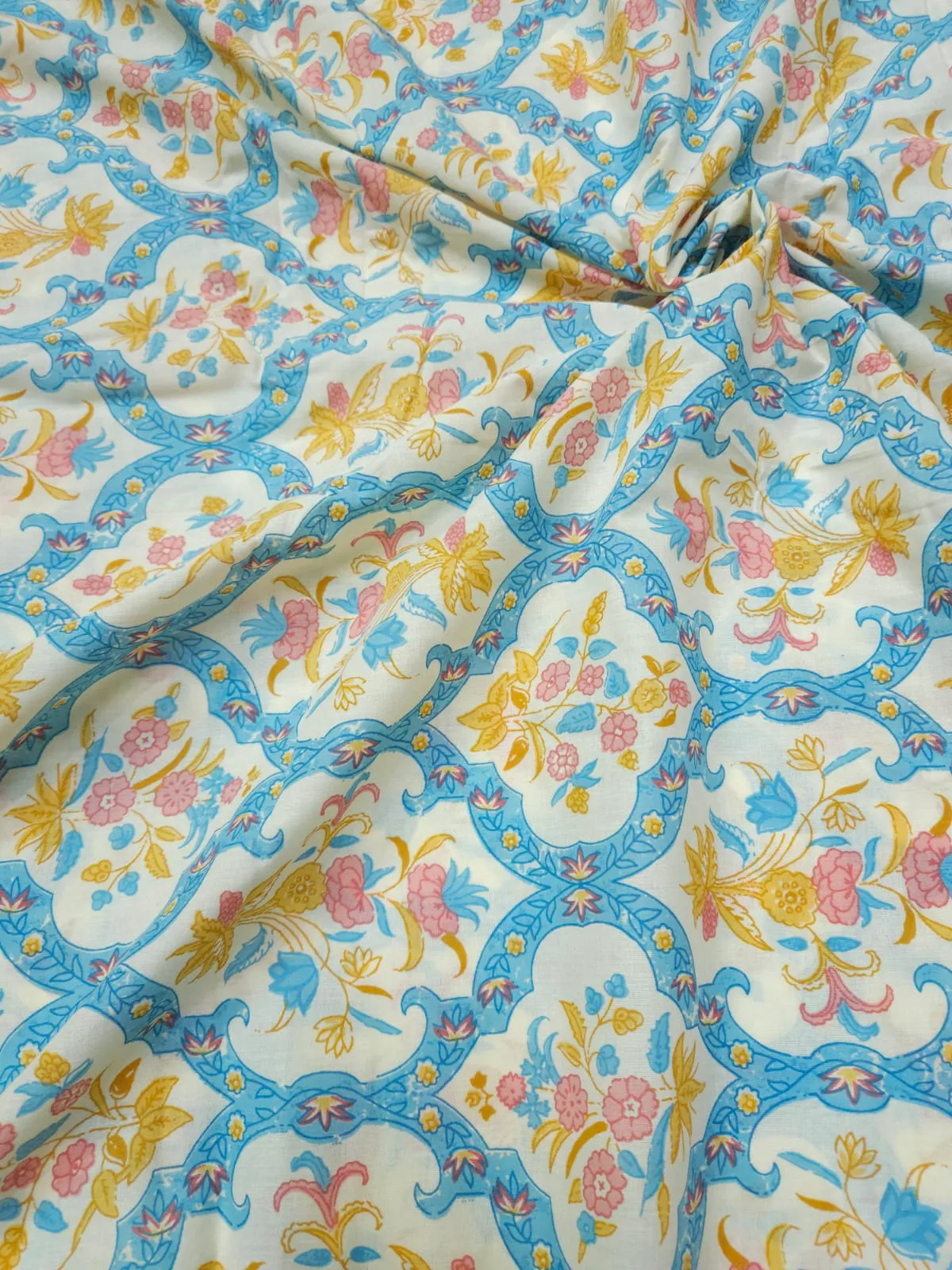 Big Traditional Sanganeri Traditional Block Print, Cotton Fabric.