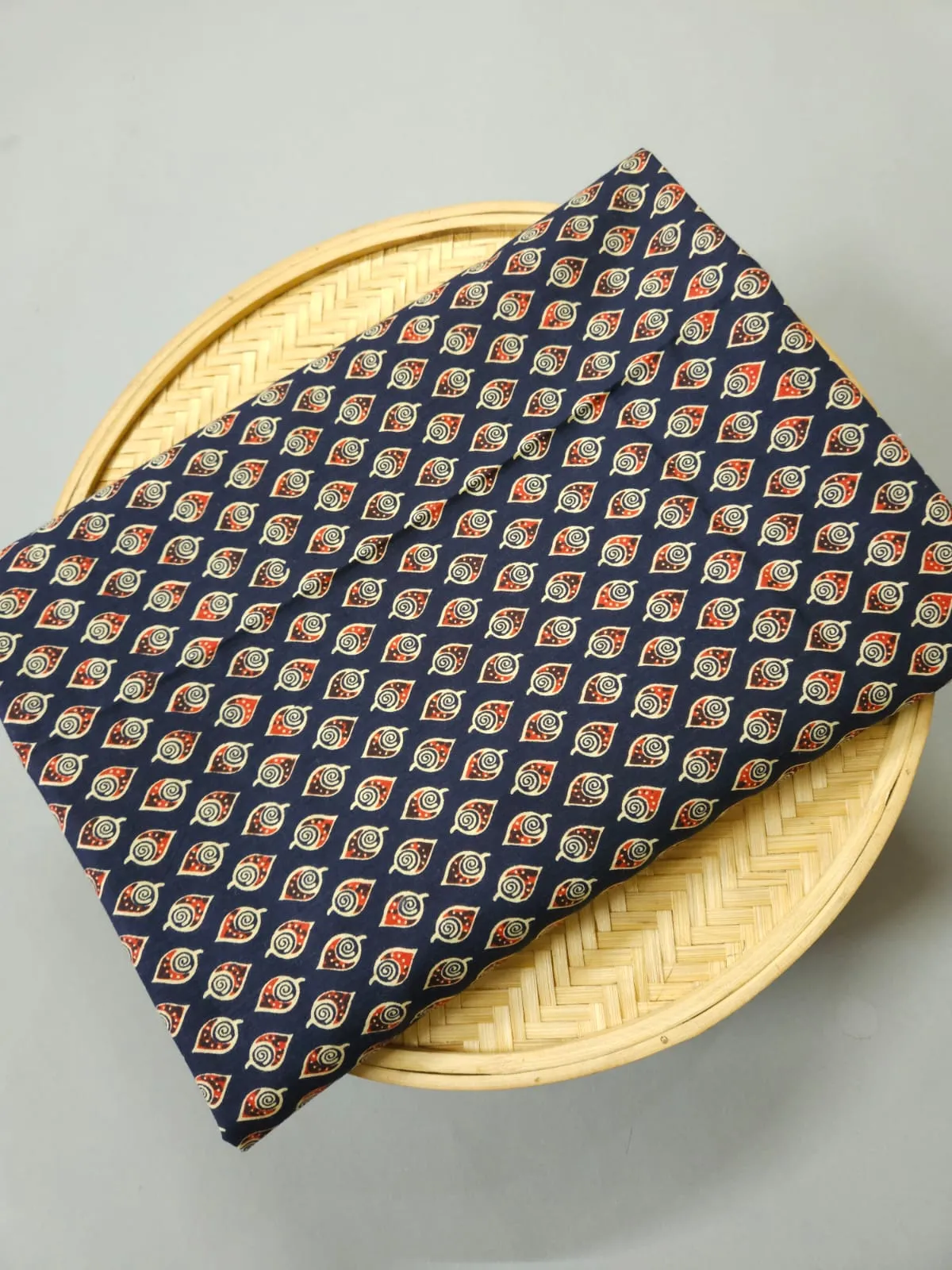 Blue Shade Base Small Ajrakh Cotton Butty Print.