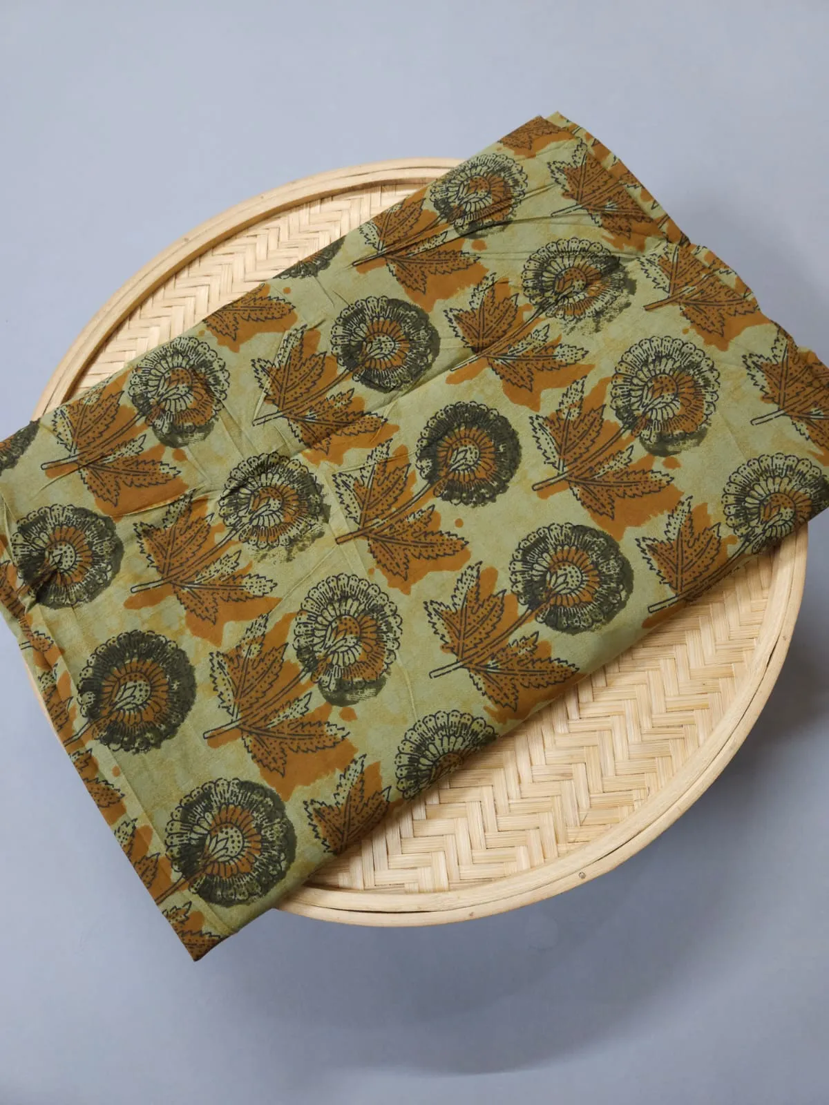Dull Shade Matching Traditional Ajrakh Butta Print.