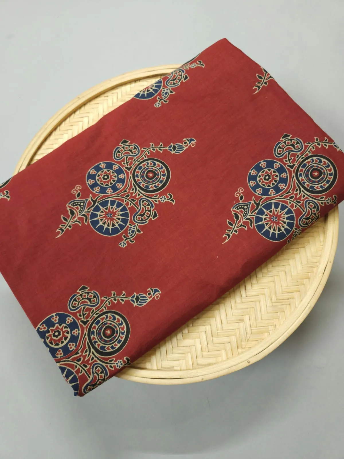 Maroon Shade Base Ajrakh Big Butta Print.
