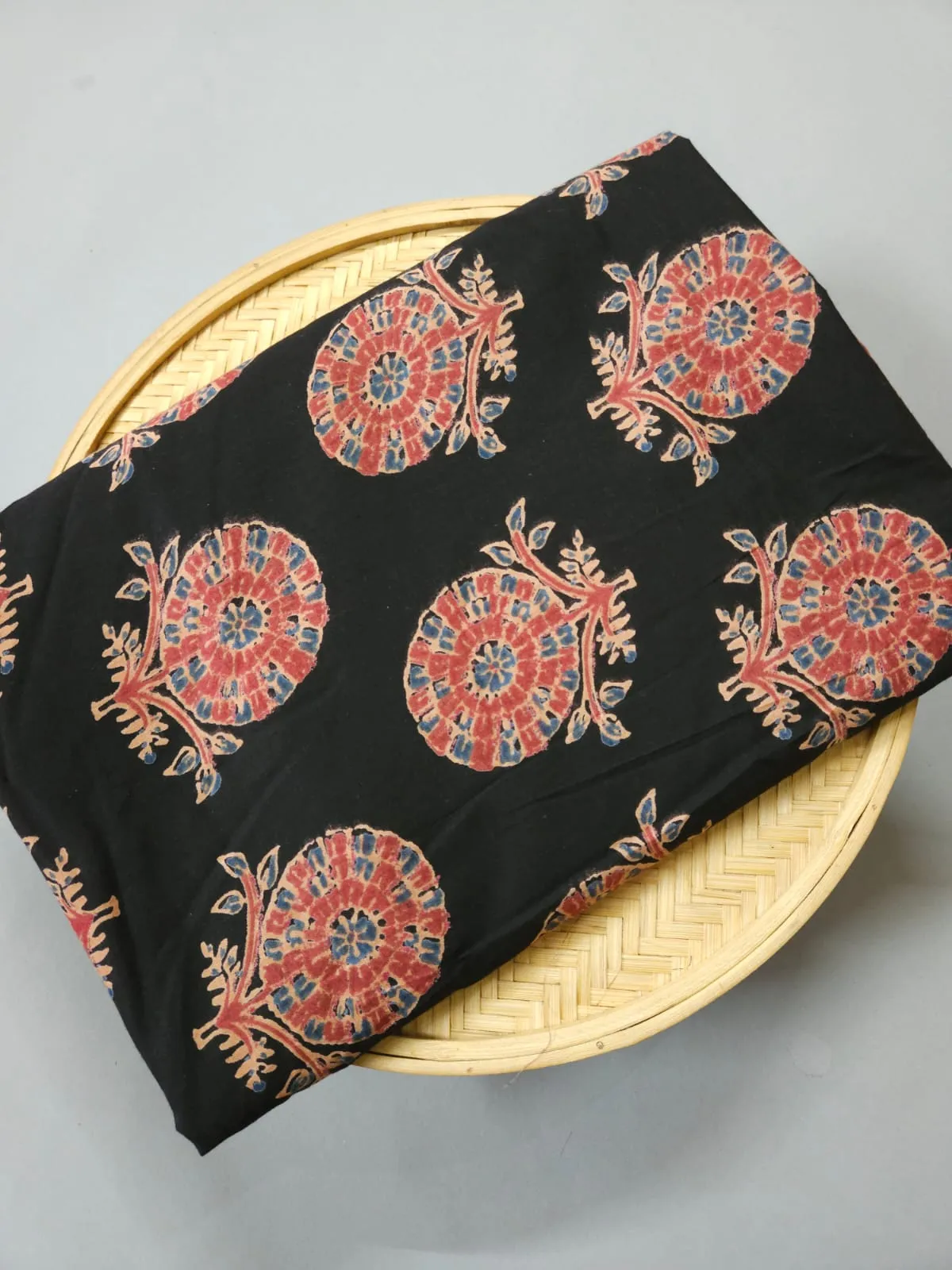 Black Shade Base Traditional Ajrakh Butta Print.