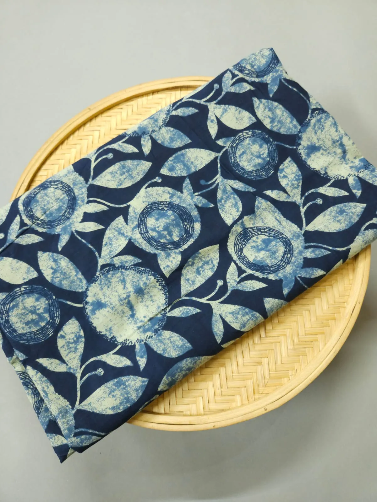 Indigo Shade Base Traditional Nas Flower Jaal Print.