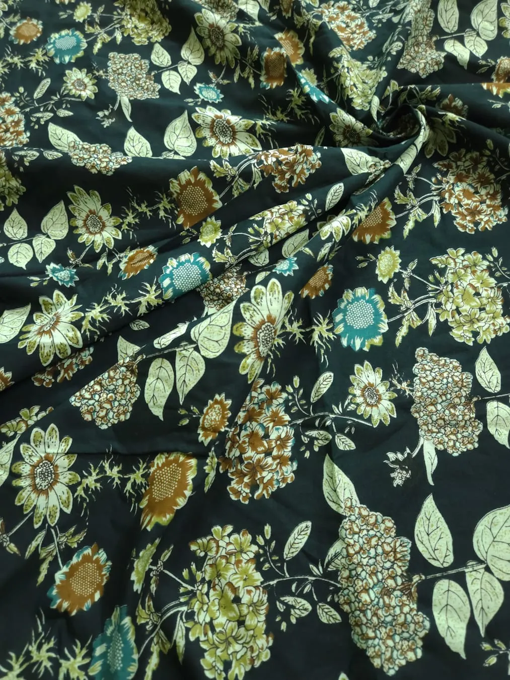 Blue Shade Base Flowers Jaal Print, Cotton Fabric.
