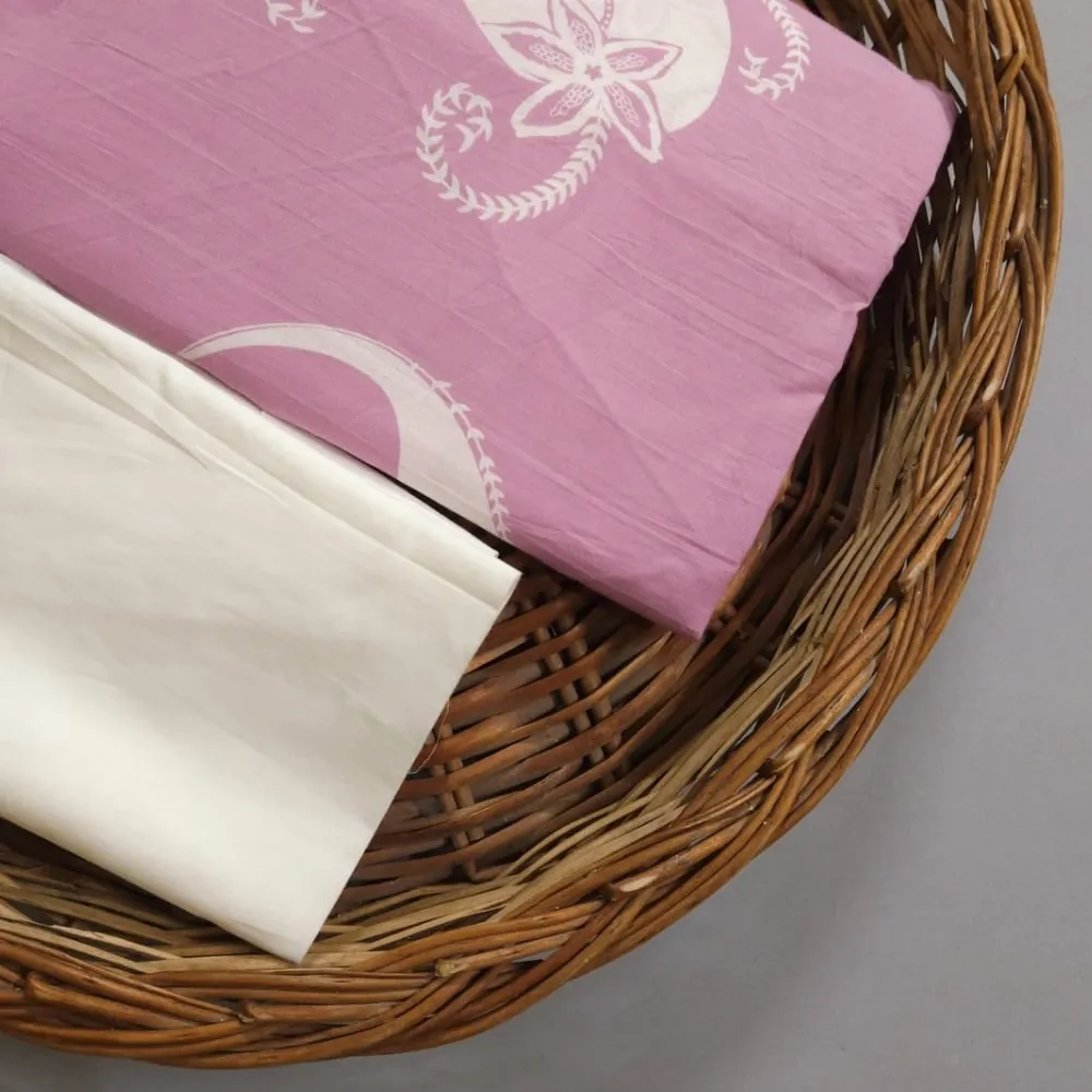 Pink Shade Base Carry Block Print With Matching White Bottom.