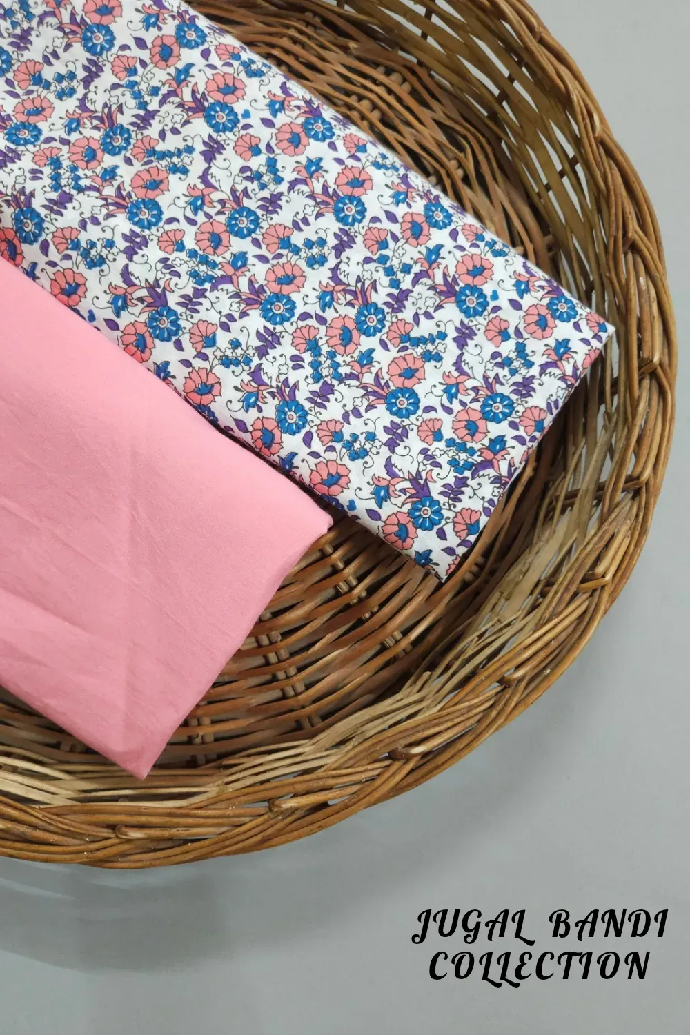 Off White Shade Base Small Flower Jaal Block Print With Matching Solid Bottom.