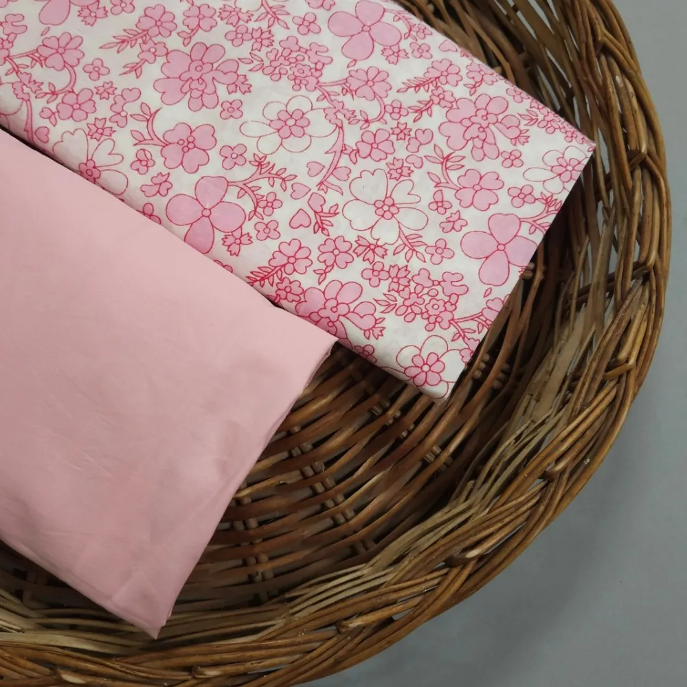 White Shade Base Pink Flowers Print With Matching Solid Bottom.