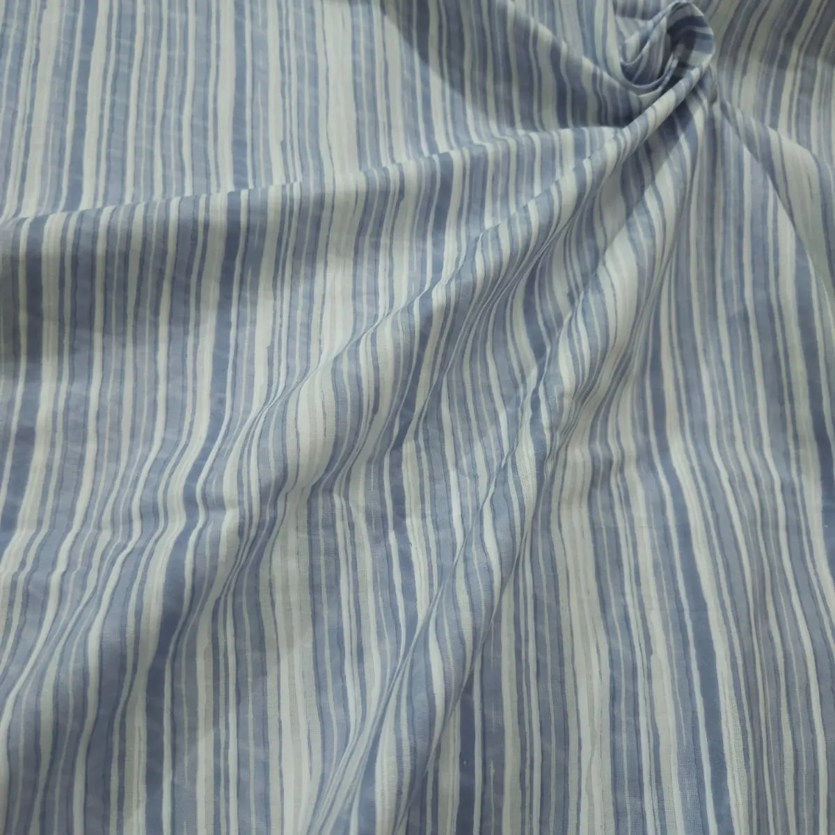 Grey Shade Base Sanganeri Stripes Print, Jaipuri Cotton.