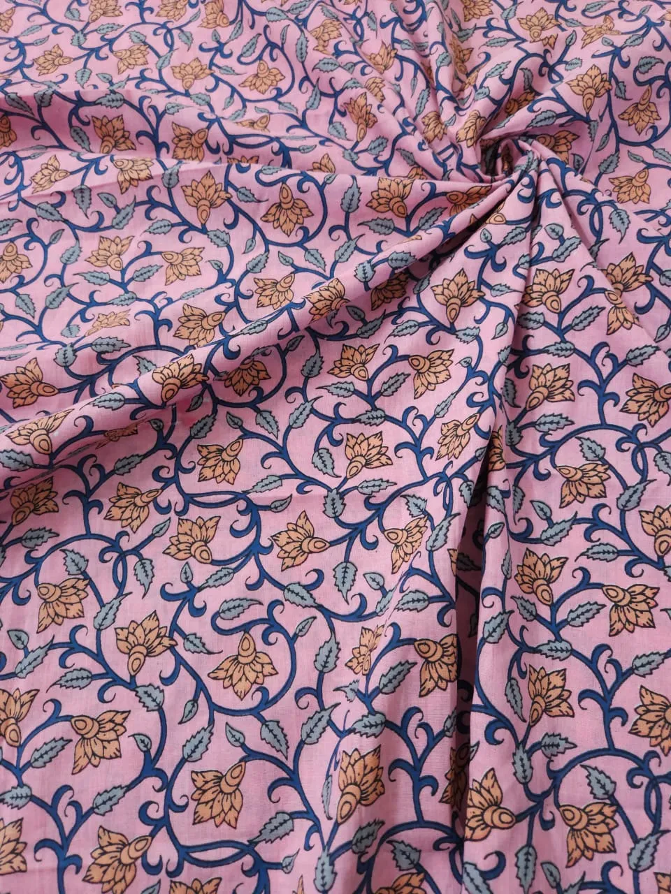Pink Shade Base Jaipuri Nas Jaal Print, Jaipuri Cotton.