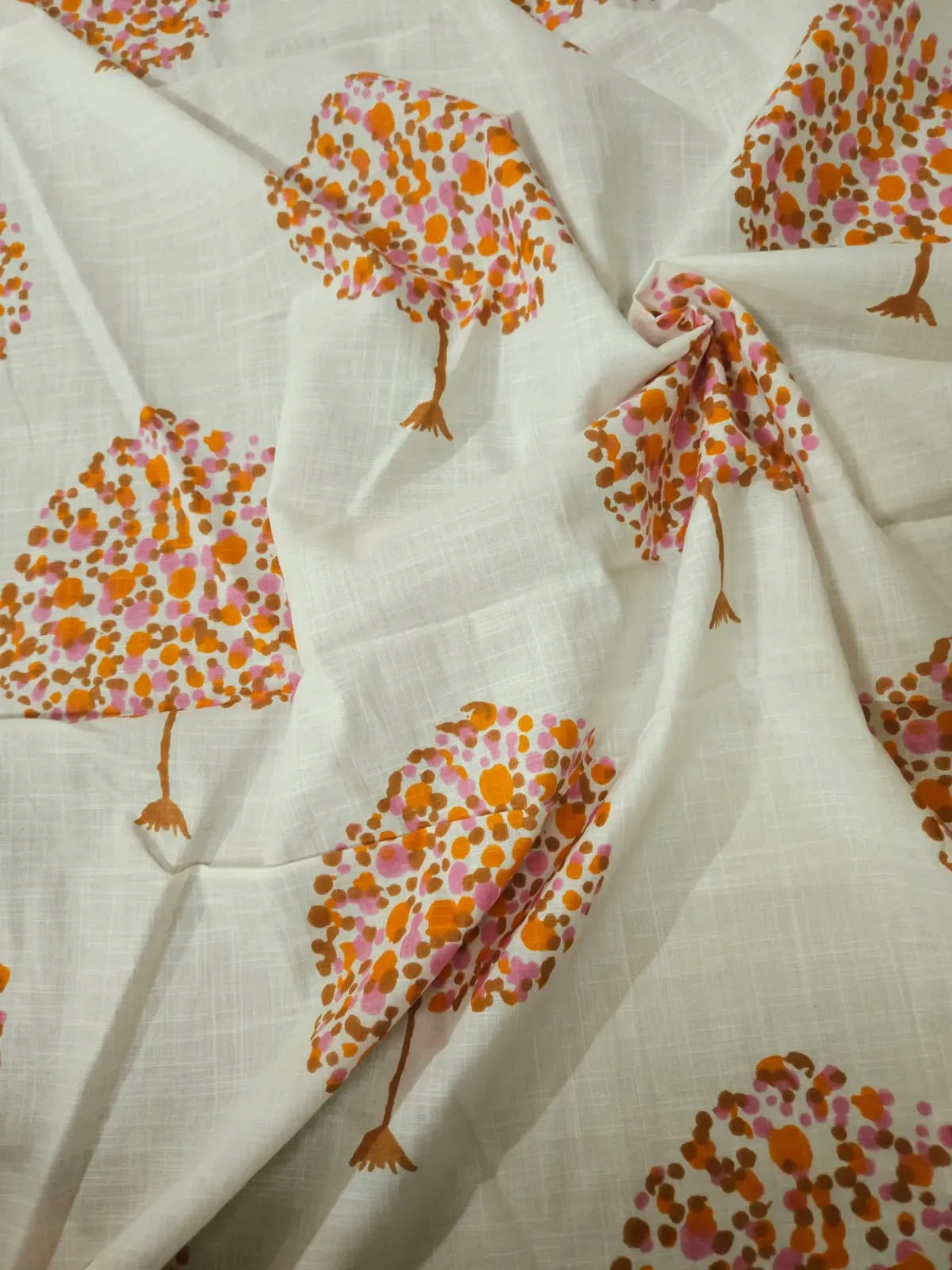 Off White Shade Base Traditional Block Print, Cotton Fabric.