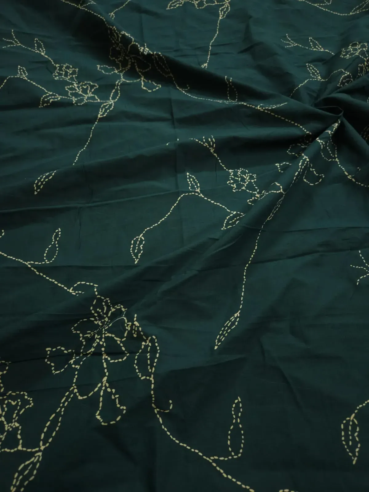 Teal Blue Shade Base Dots Flowery Block Print, Sanganeri Cotton.