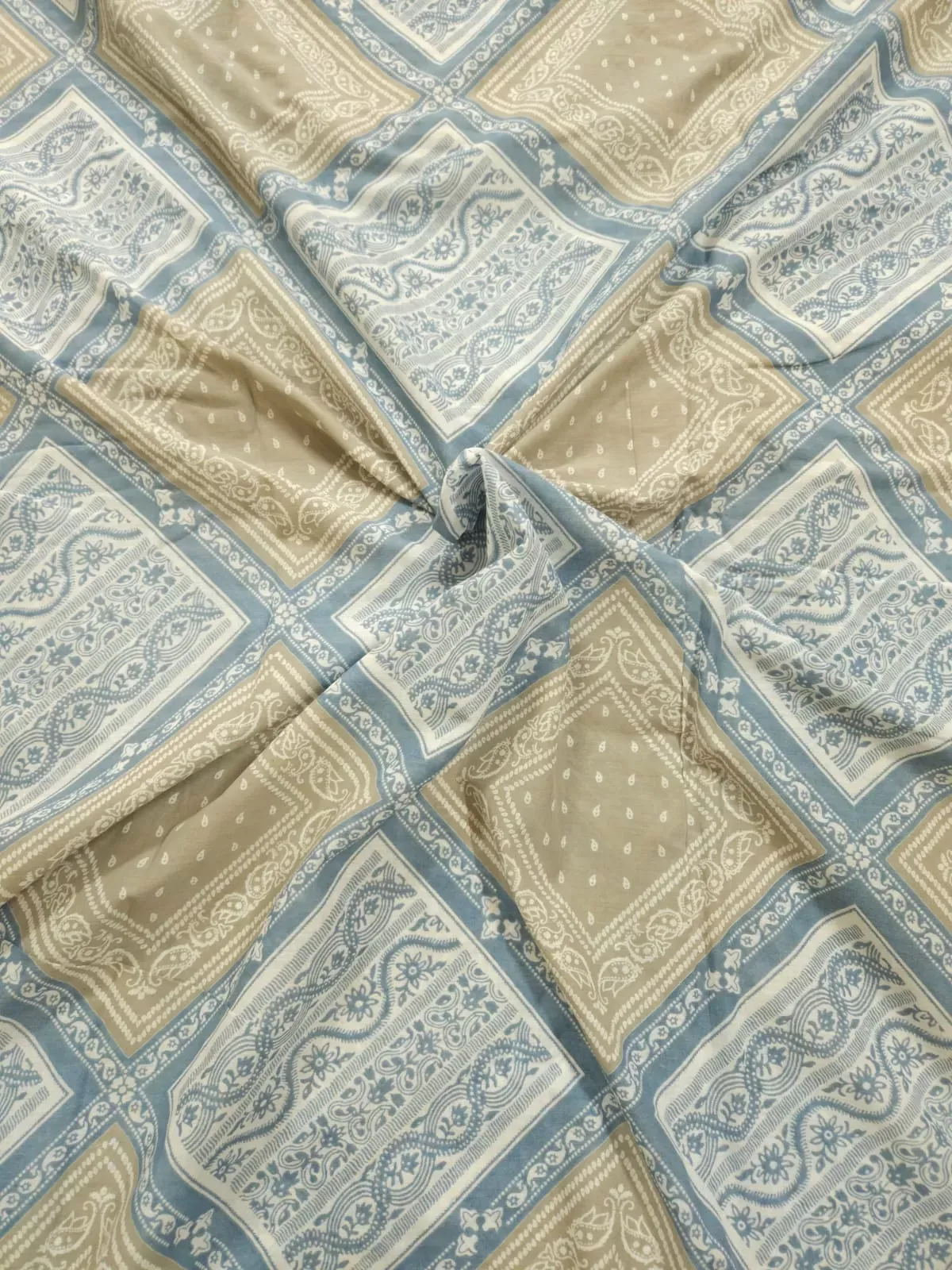 Pastel Shade Base Geometric Sanganeri Print, Cotton Mulmul Fabric.
