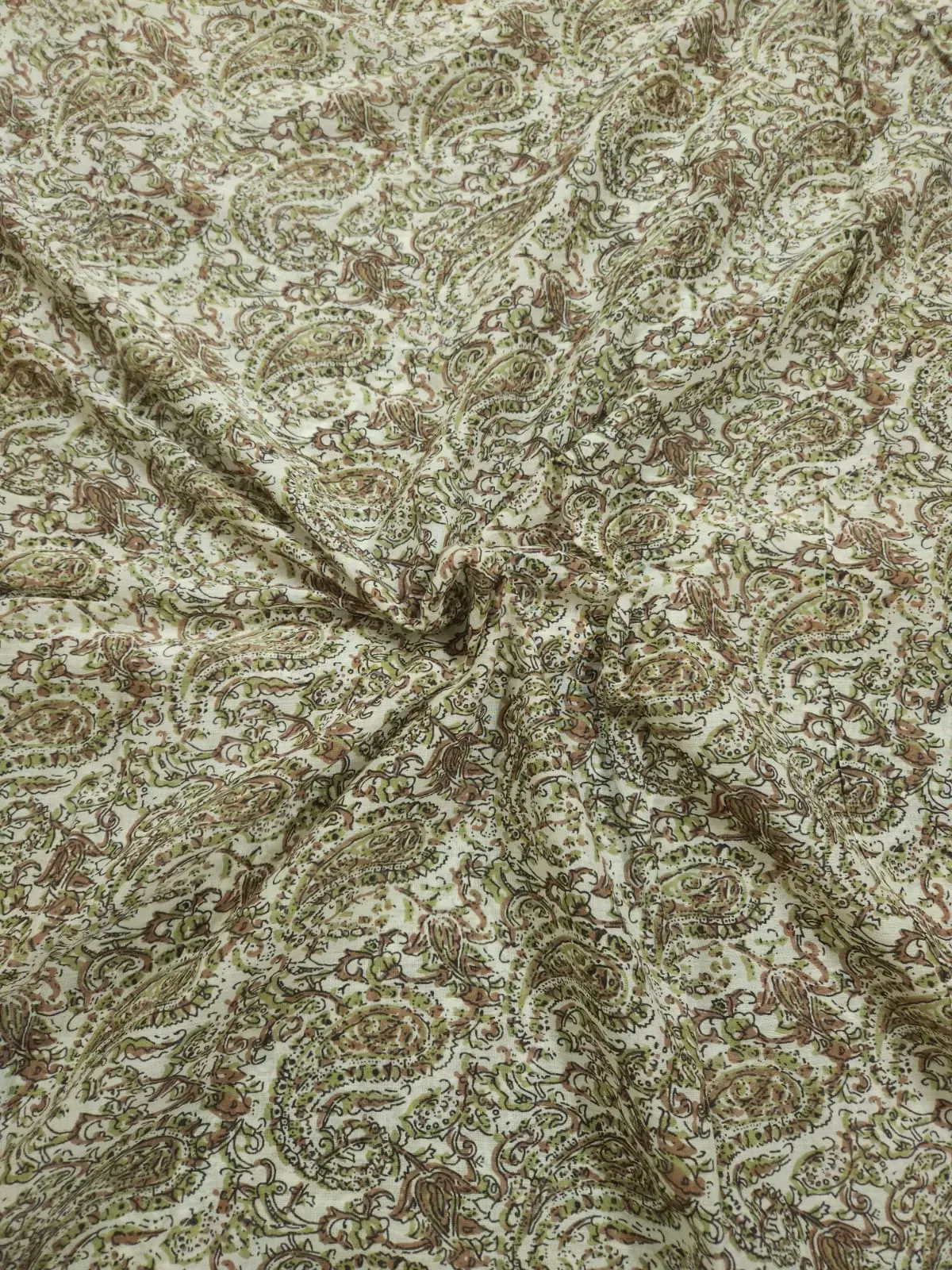 Off White Shade Base Paisley Print, Sanganeri Cotton.