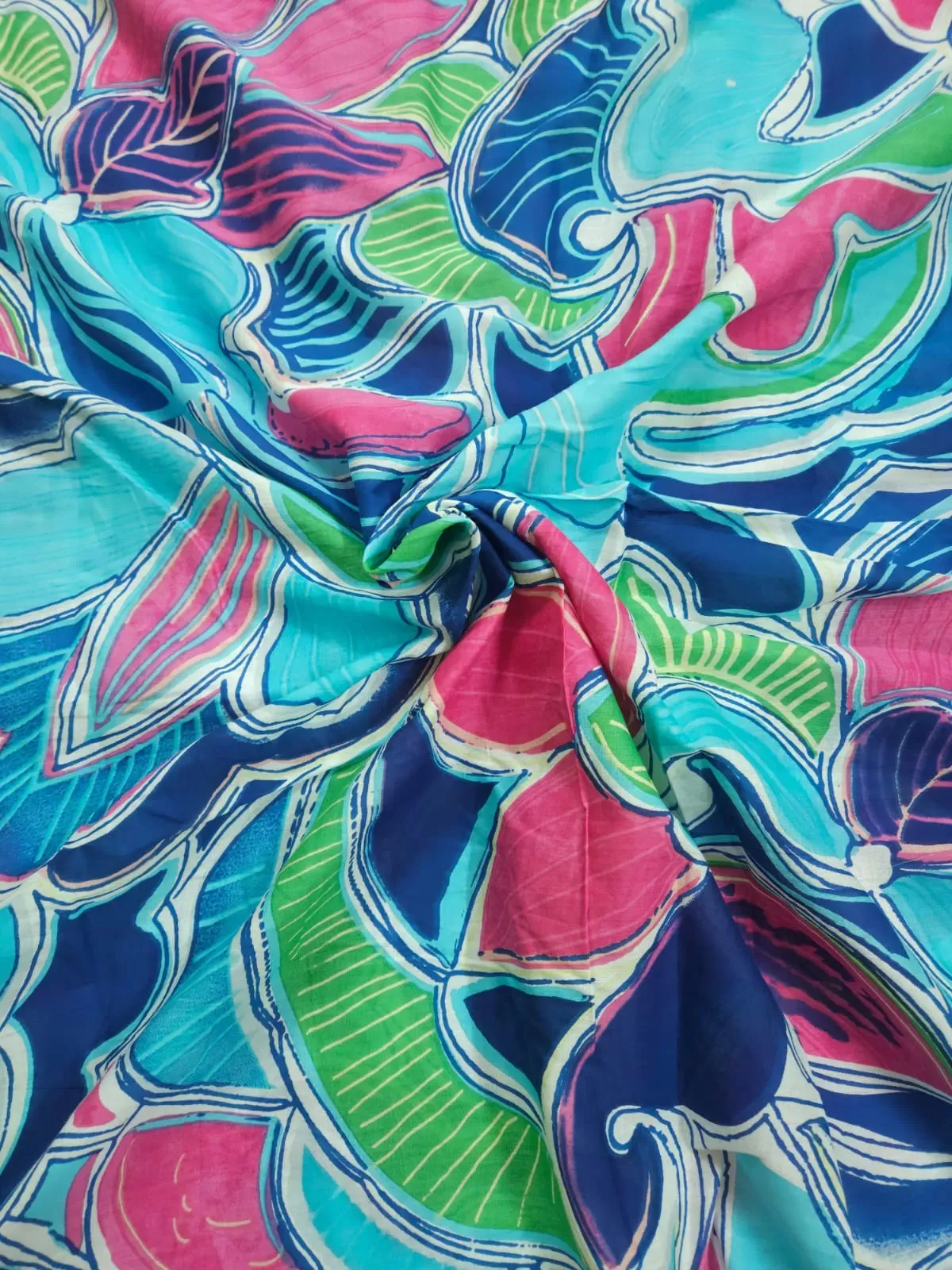 Multicolour Abstract Figures Print, Jaipuri Cotton.