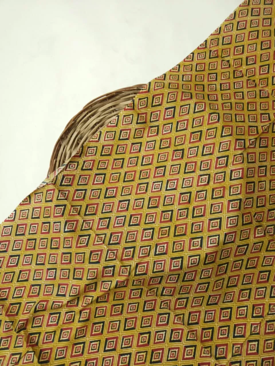 Yellow Shade Base Geometric Sanganeri Jaal Print, Jaipuri Cotton.