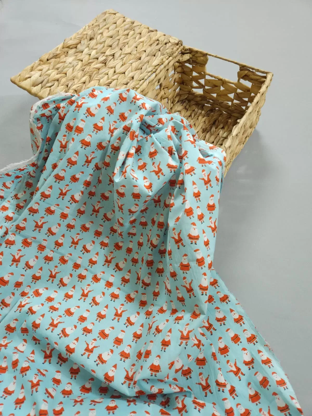 Sky Blue Shade Base Santa Claus Print.