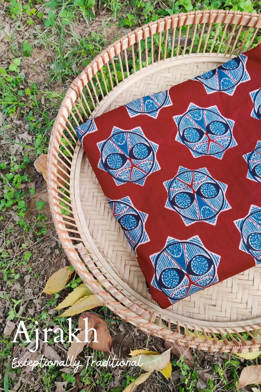 Rust Dark Red Rangoli Printed Jaipuri Cotton Ajrakh Printed Fabric