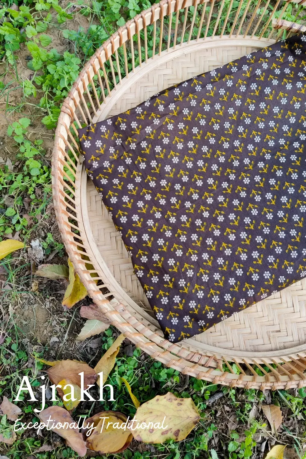 Dark Green Base with small Butta Printed Ajrakh Cotton
