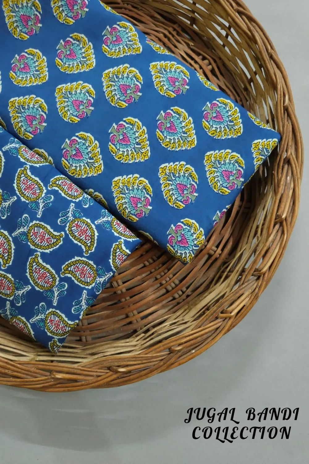 Blue Shade Mix And Match Combo Of Carry Print With Block Print.