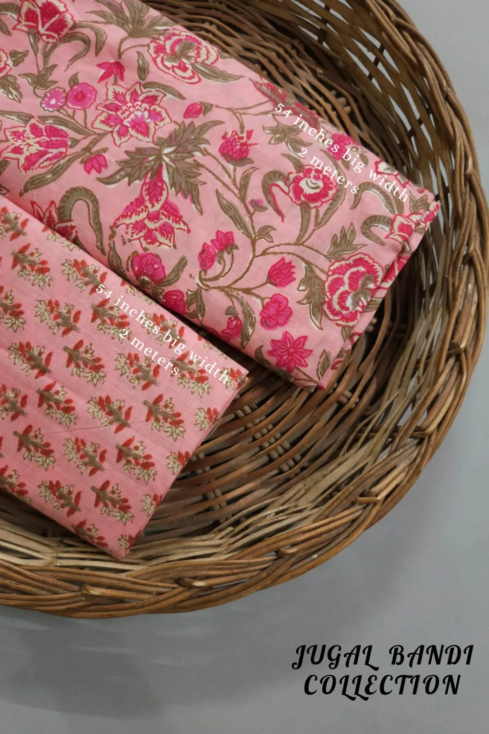 Pastel Peach Shade Base Butty And Flower Jaal Block Print.