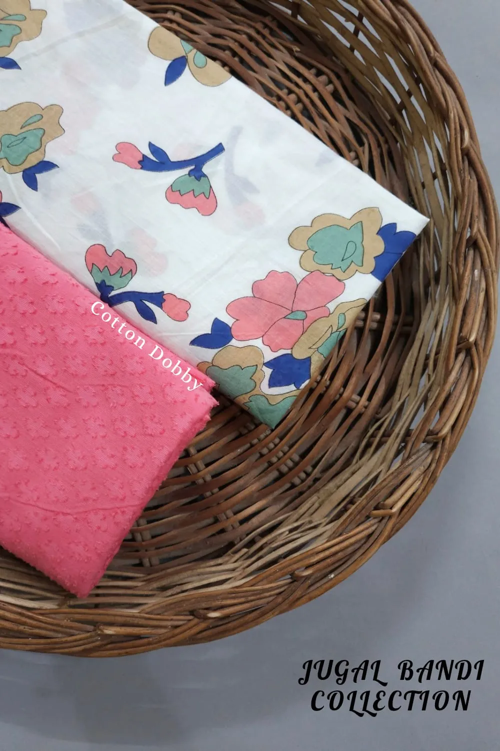White Shade Base Flower Block Print On Top With Matching Solid Dobby Bottom.