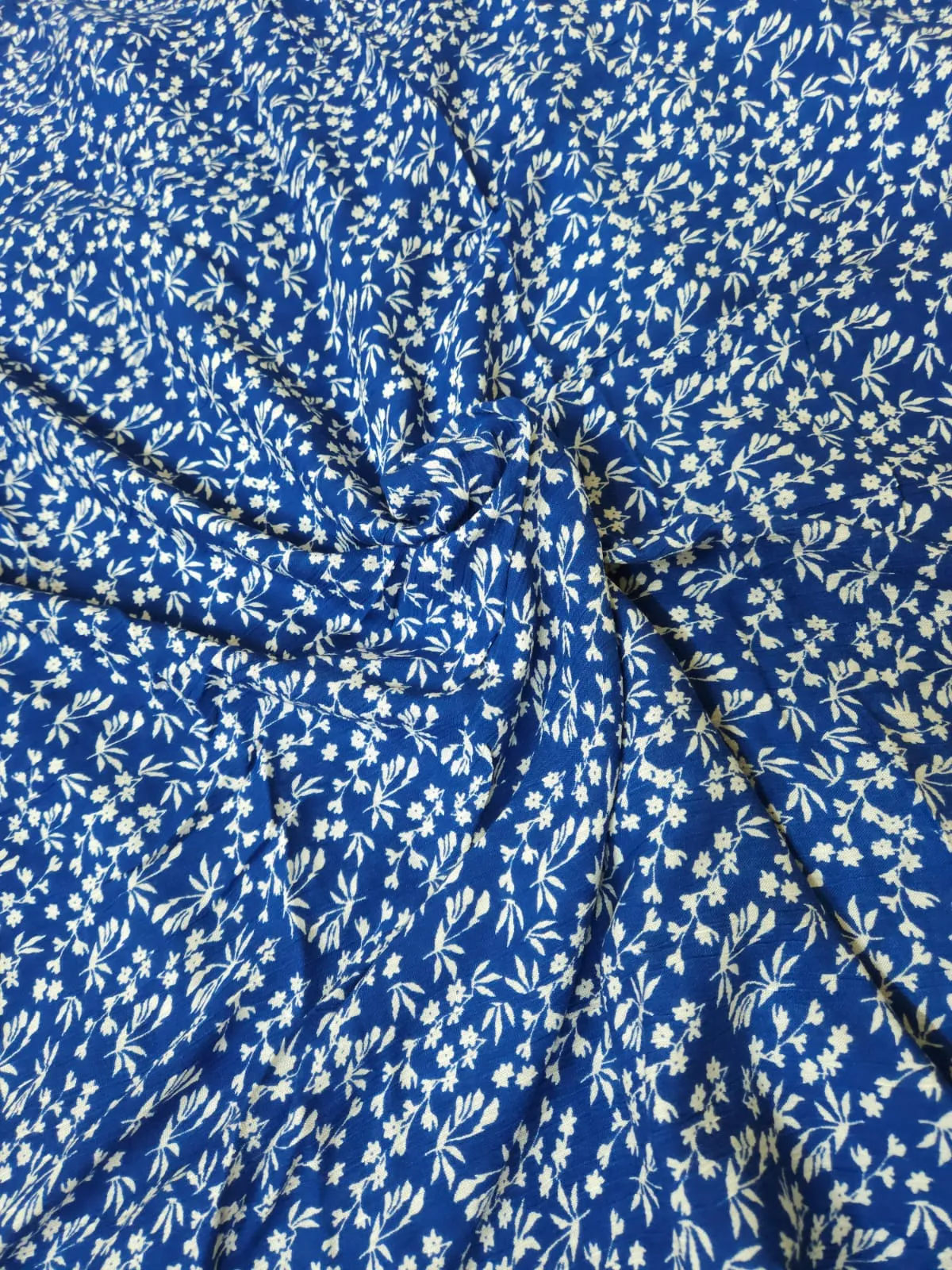 Royal Blue Shade Base Abstract Figure Print, Rayon Crepe.