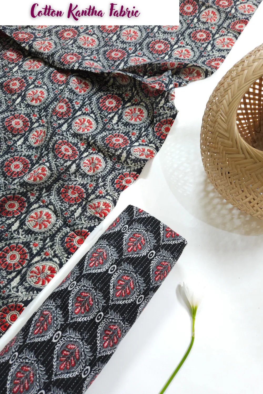 Traditional Kalamkari Butty And Flower Block Print.