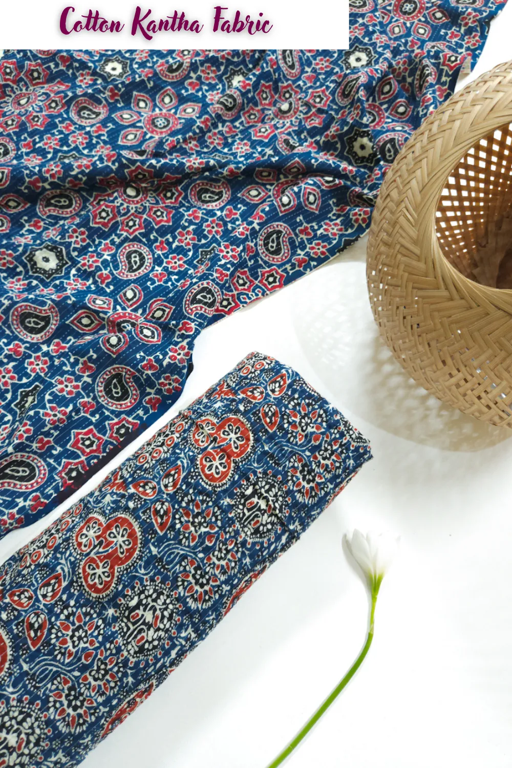 Ajrakh Blue Shade Mix And Match Flower Jaal Print.