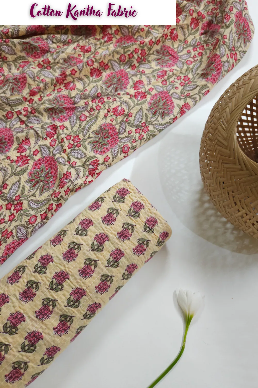 Cream Shade Combo Of Flower Jaal And Butty Print.
