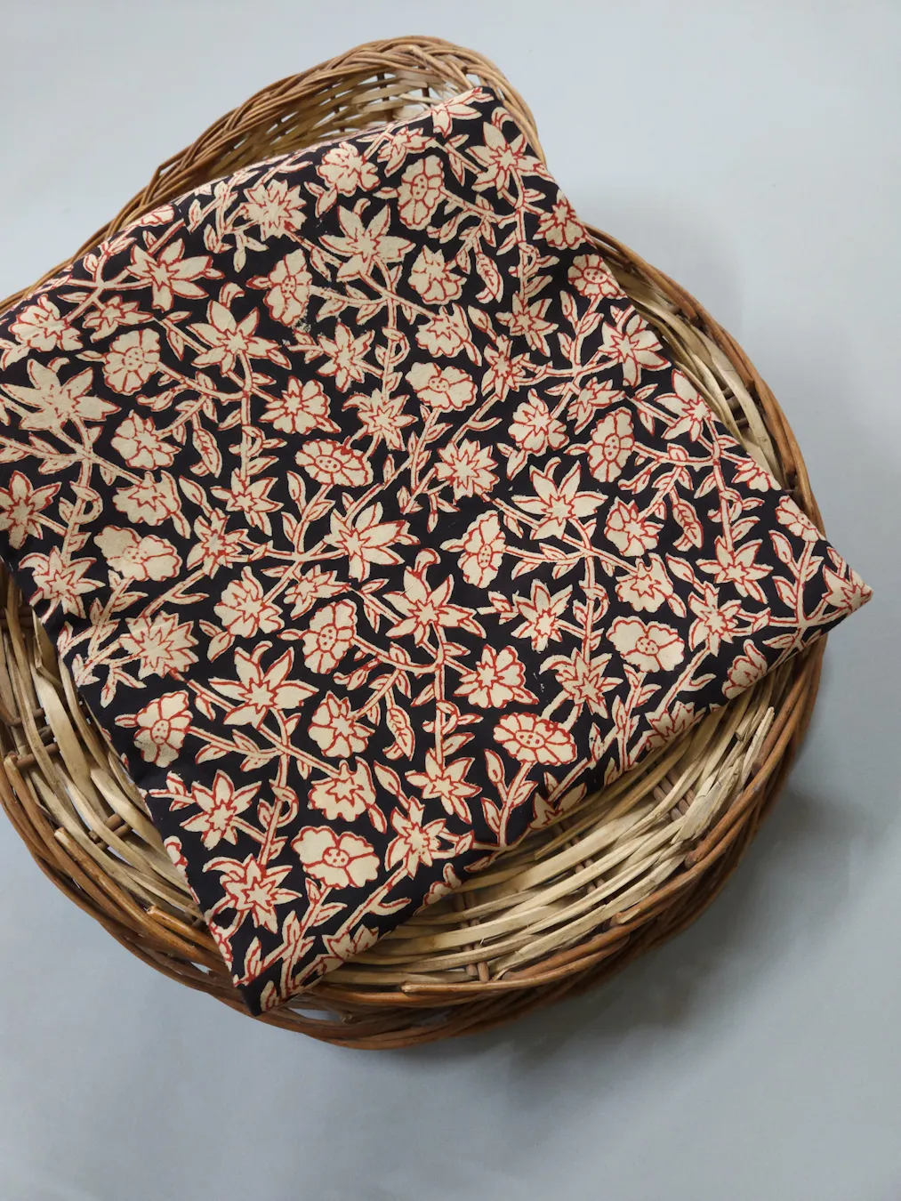 Traditional Kalamkari Flower Cut Jaal Block Print.