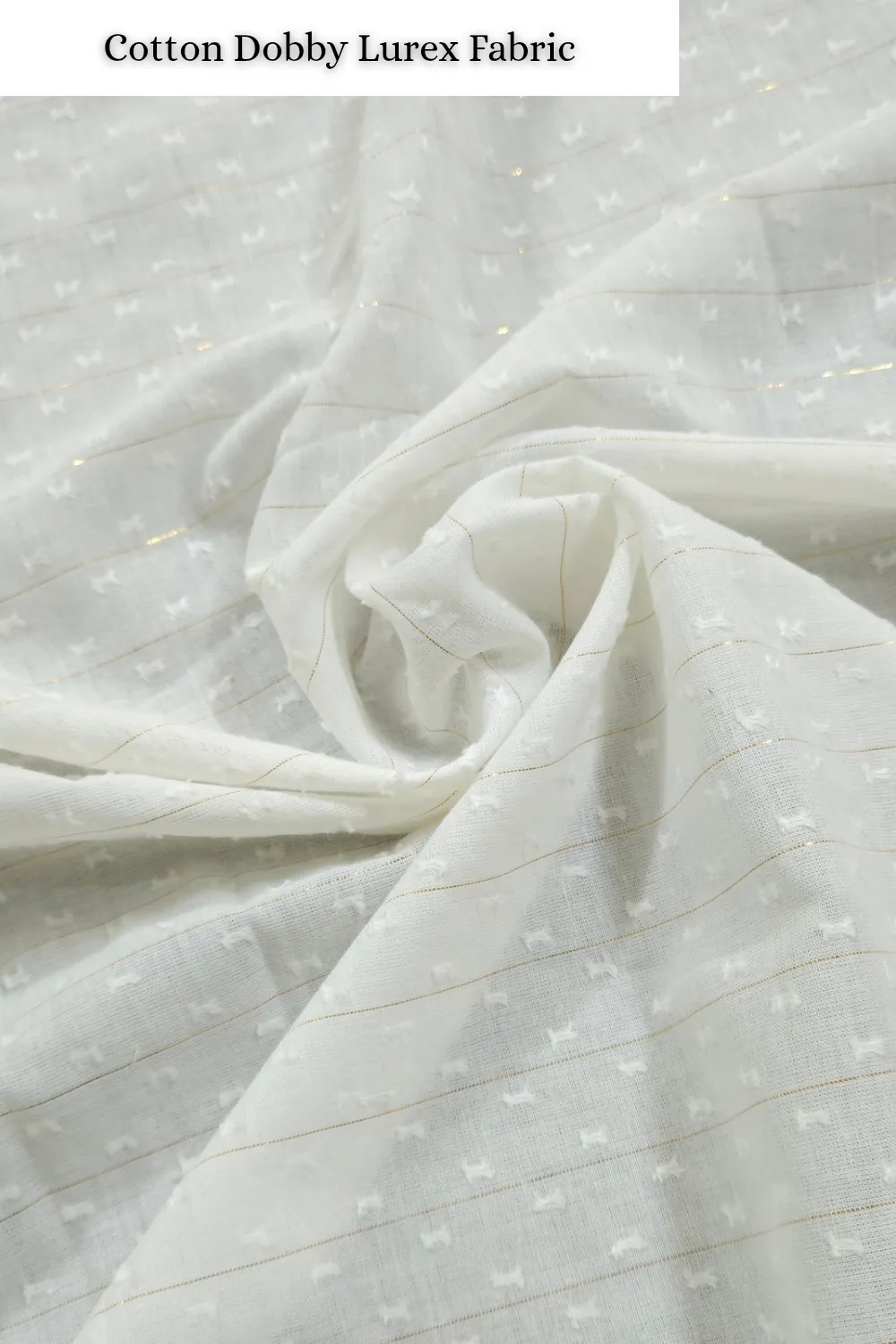 White Shade Base Cotton Lurex Fabric.