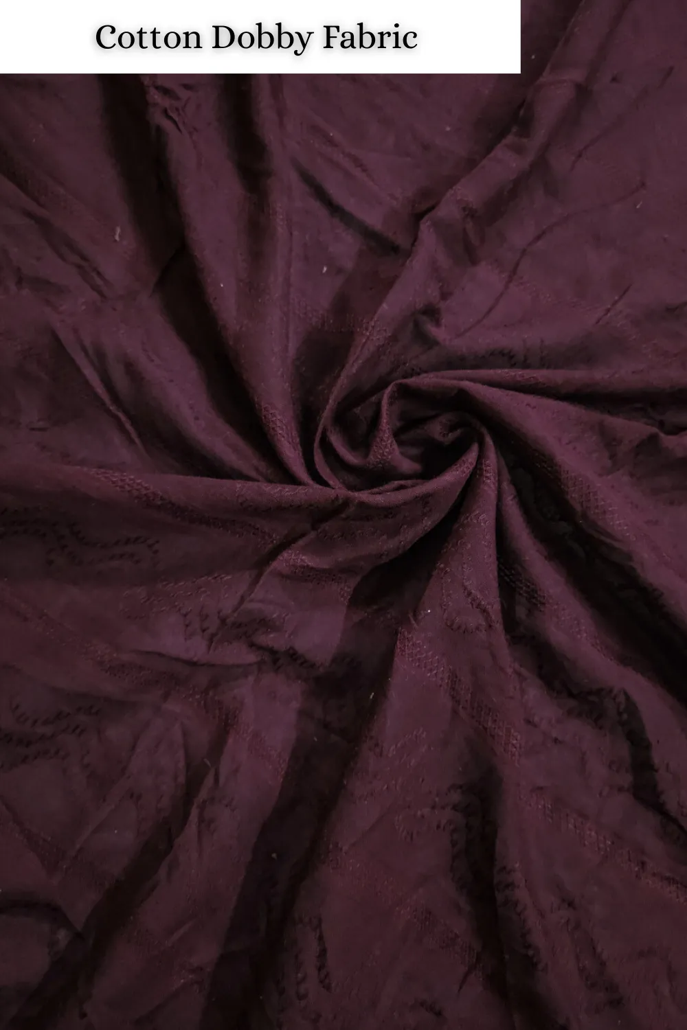 Dark Wine Shade Base Cotton Mulmul Dobby Fabric,