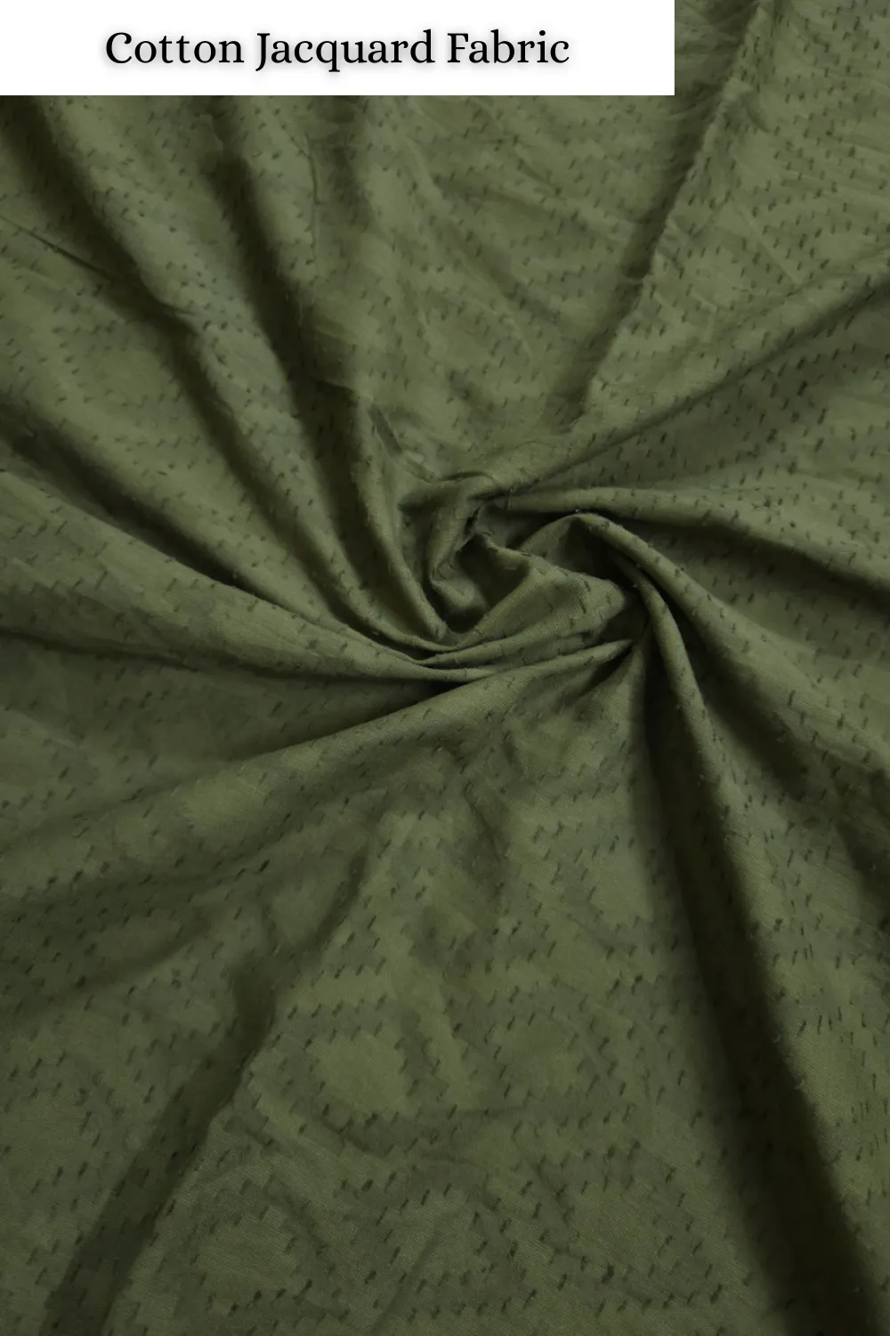 Olive Green Shade Base Cotton Jacquard Fabric.