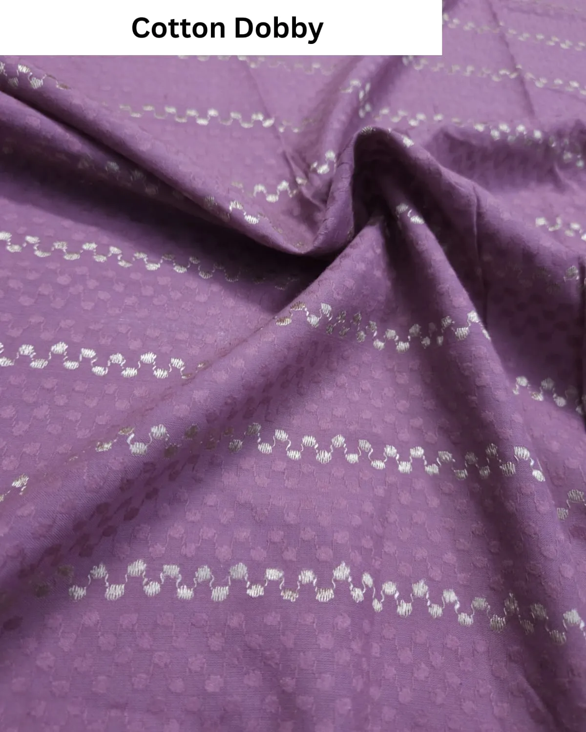 Dark Lavender Base with Golden Lines Cotton Dobby Fabric