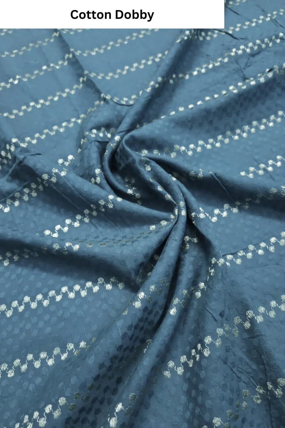 Dark Ash Grey Base with Golden Lines Cotton Dobby Fabric